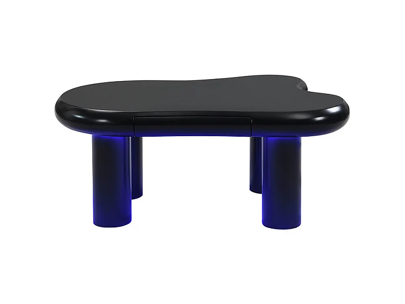 Table basse noir - Table d'appoint avec éclairage LED et 1 tiroir - pour le salon