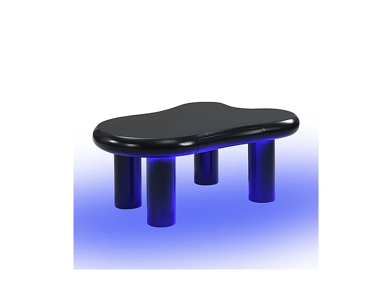 Table basse noir - Table d'appoint avec éclairage LED et 1 tiroir - pour le salon