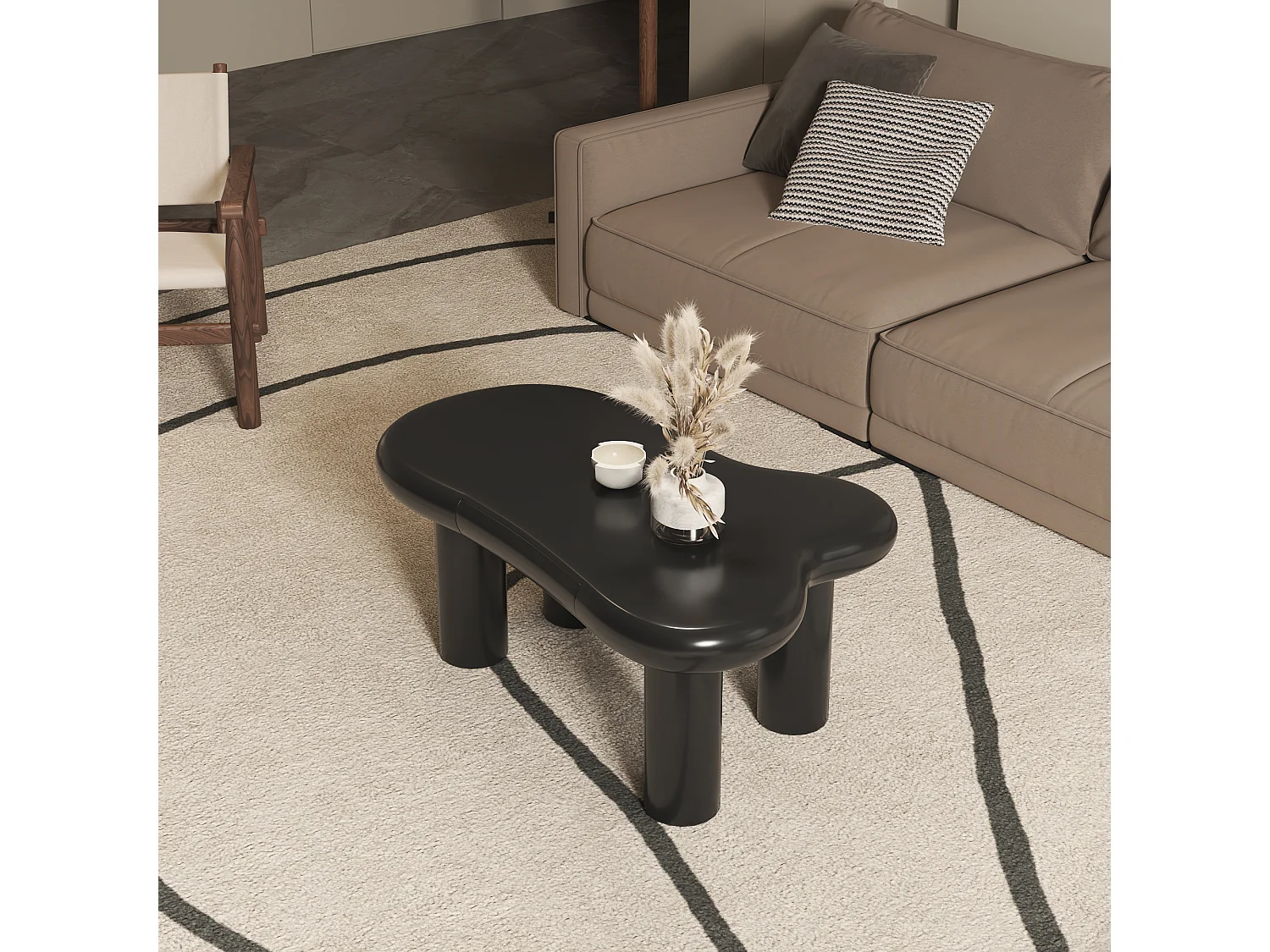 Table basse noir - Table d'appoint avec éclairage LED et 1 tiroir - pour le salon