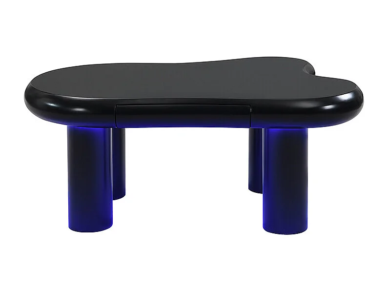 Table basse noir - Table d'appoint avec éclairage LED et 1 tiroir - pour le salon