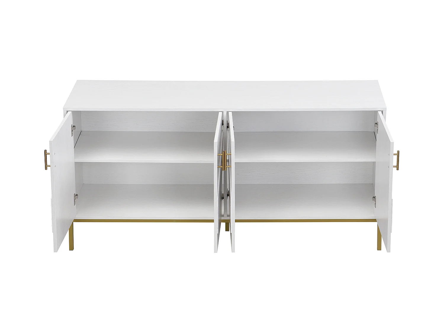 Buffet blanc - Buffet avec 4 portes et pieds en métal - étagères réglables en hauteur - pour salon et salle à manger