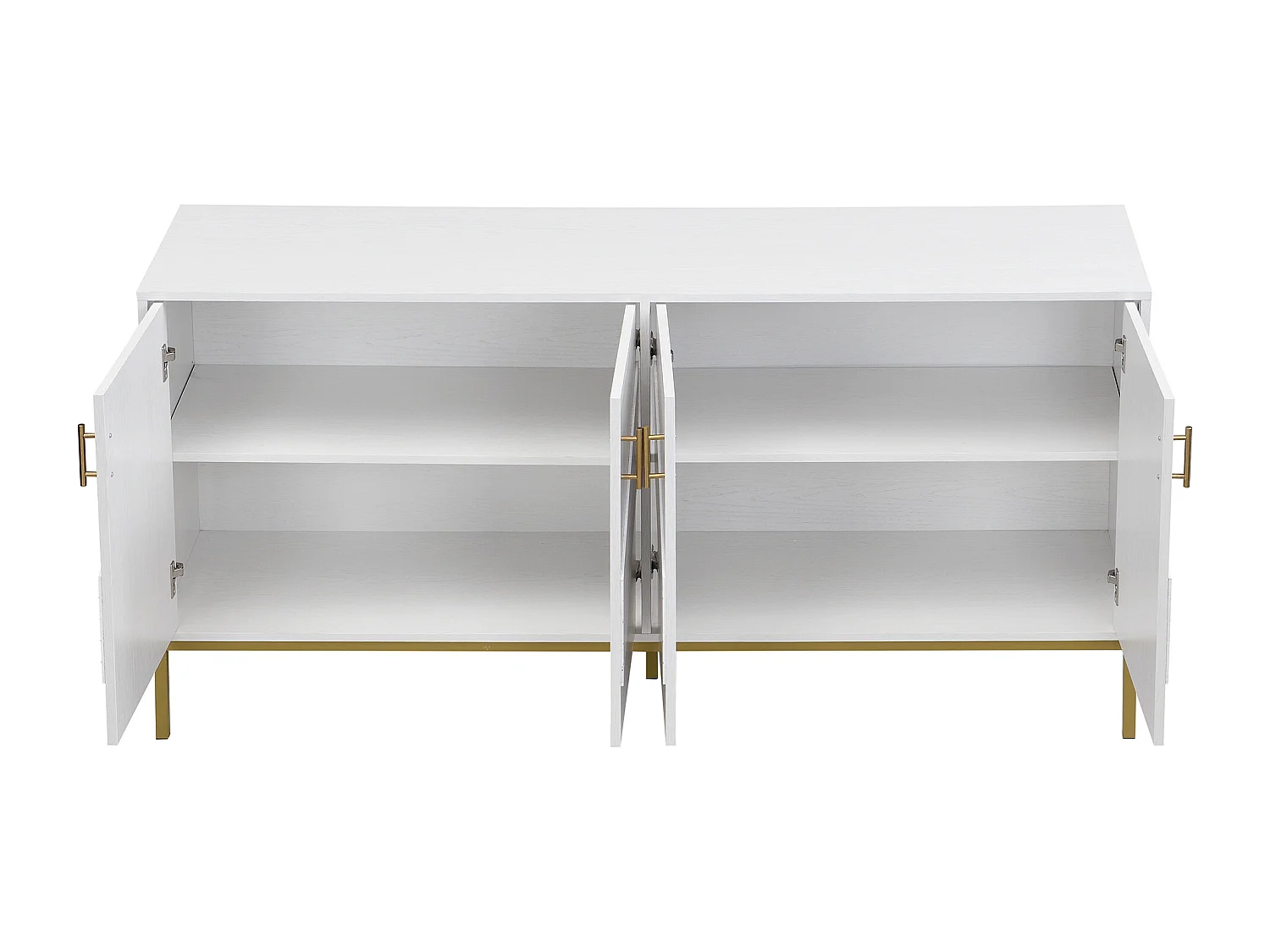 Buffet blanc - Buffet avec 4 portes et pieds en métal - étagères réglables en hauteur - pour salon et salle à manger