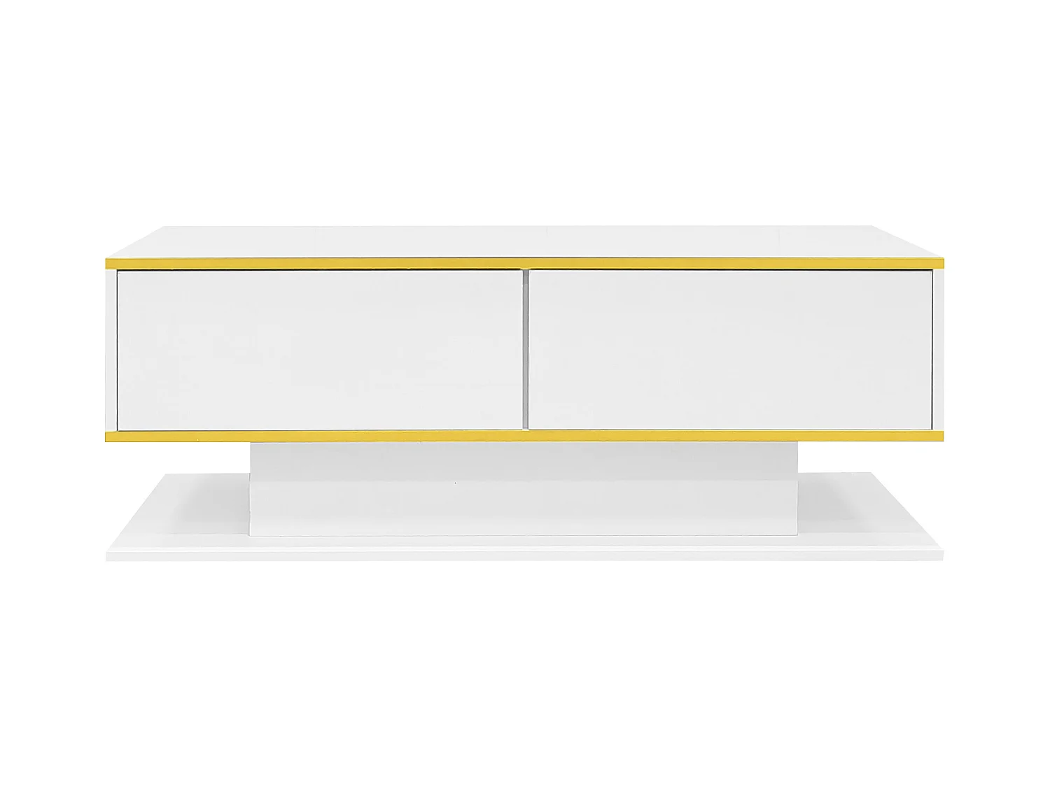 Weißer Couchtisch – Couchtisch mit 3 Schubladen und LED-Leuchten – offener stauraum – für wohnzimmer