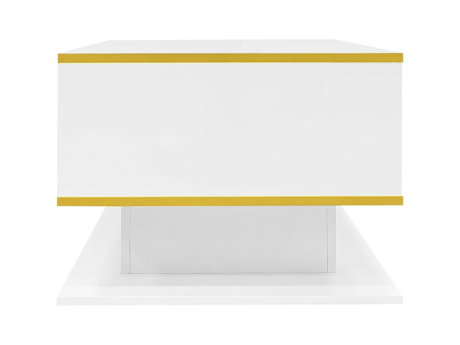 Weißer Couchtisch – Couchtisch mit 3 Schubladen und LED-Leuchten – offener stauraum – für wohnzimmer