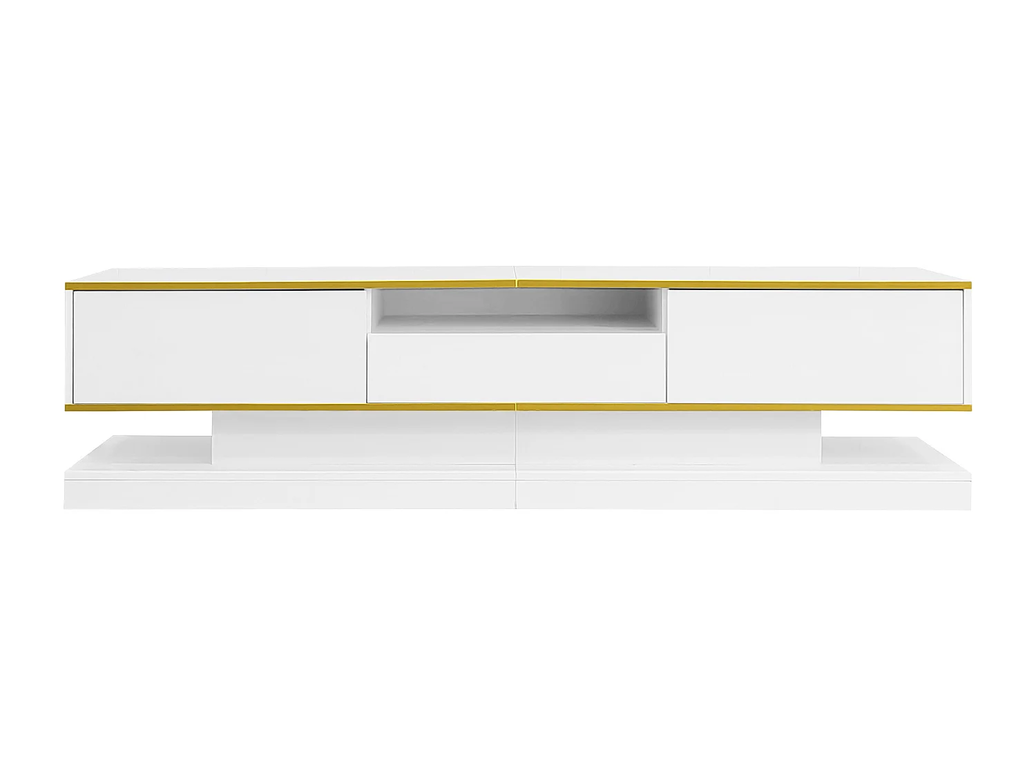 Witte tv-meubel - tv-meubel met 3 lades en led-verlichting - open opbergruimte - voor de woonkamer