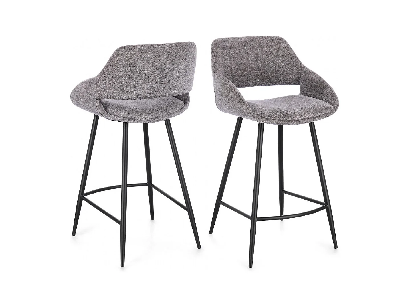 Tabourets de bar avec repose-pieds en tissu (lot de 2) - TURIN