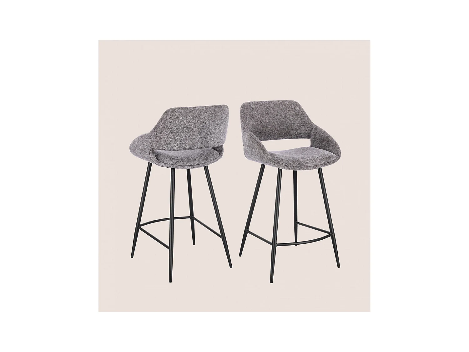 Tabourets de bar avec repose-pieds en tissu (lot de 2) - TURIN