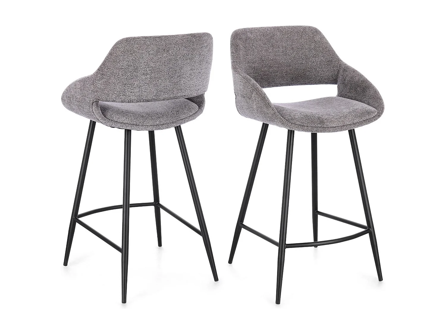 Tabourets de bar avec repose-pieds en tissu (lot de 2) - TURIN