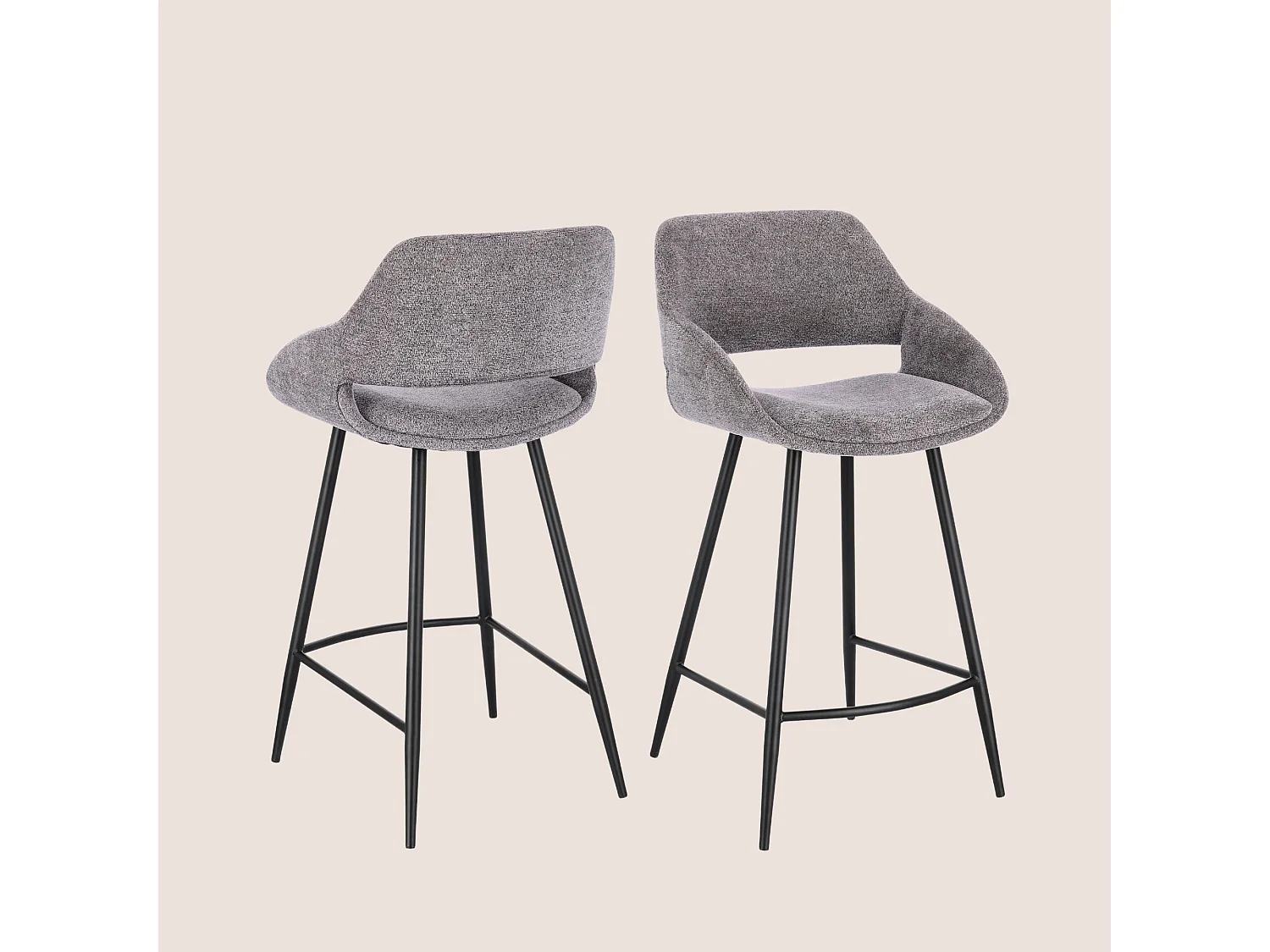Tabourets de bar avec repose-pieds en tissu (lot de 2) - TURIN
