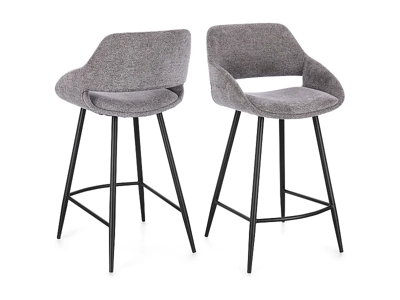 Tabourets de bar avec repose-pieds en tissu (lot de 2) - TURIN