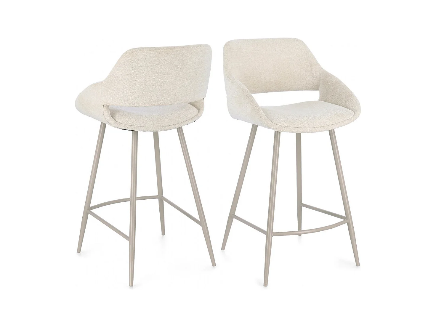 Tabourets de bar avec repose-pieds en tissu (lot de 2) - TURIN
