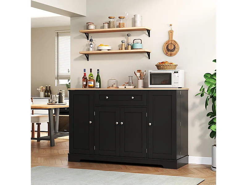 Buffet multifonctionnel – Buffet 138 cm avec tiroir, portes avec étagères réglables, design moderne (138x47x80 cm)