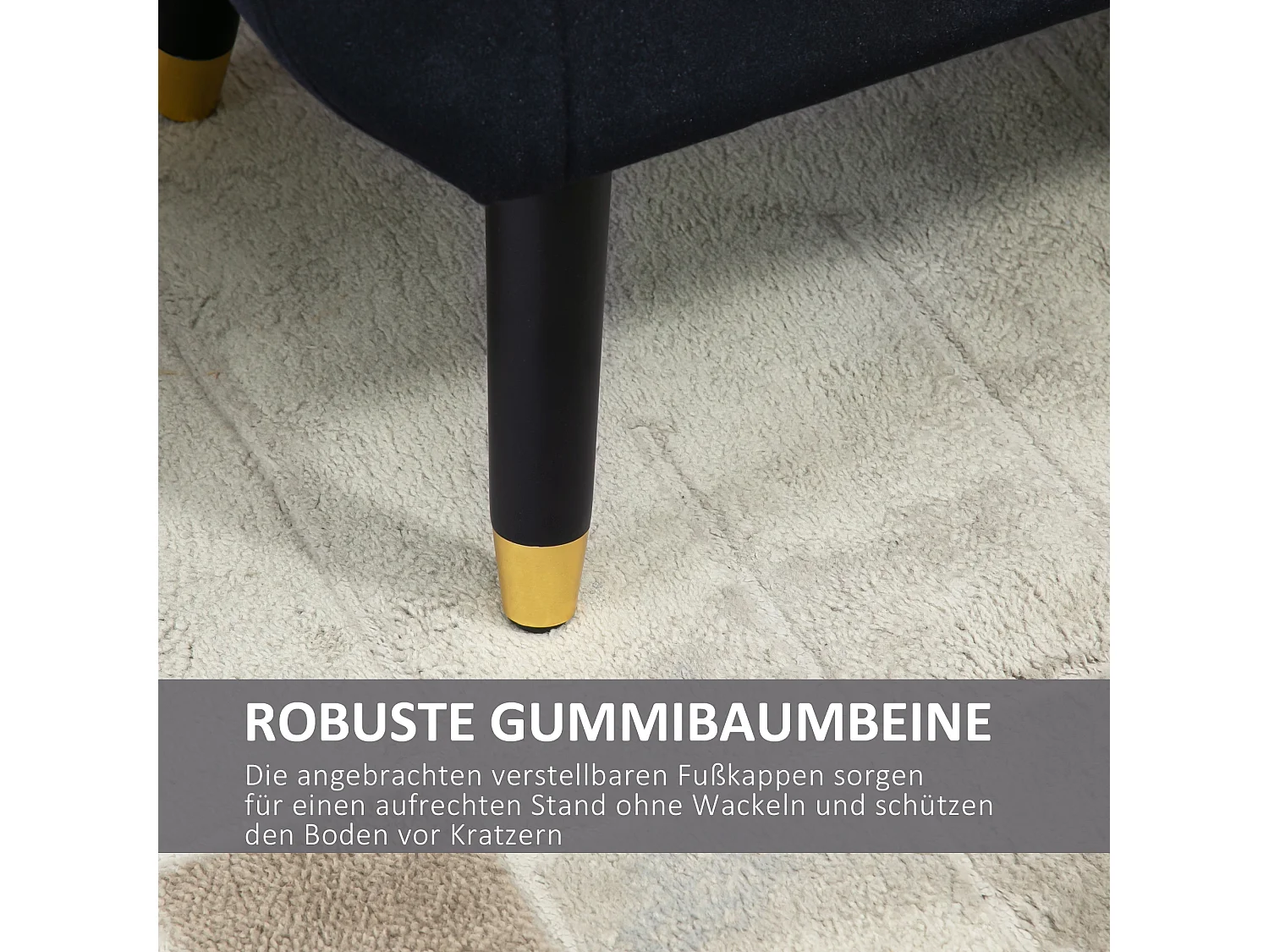 Banc avec rangement, dossier et accoudoirs, tissu velours polyester, bois de caoutchouc, noir (107x42x65 cm)