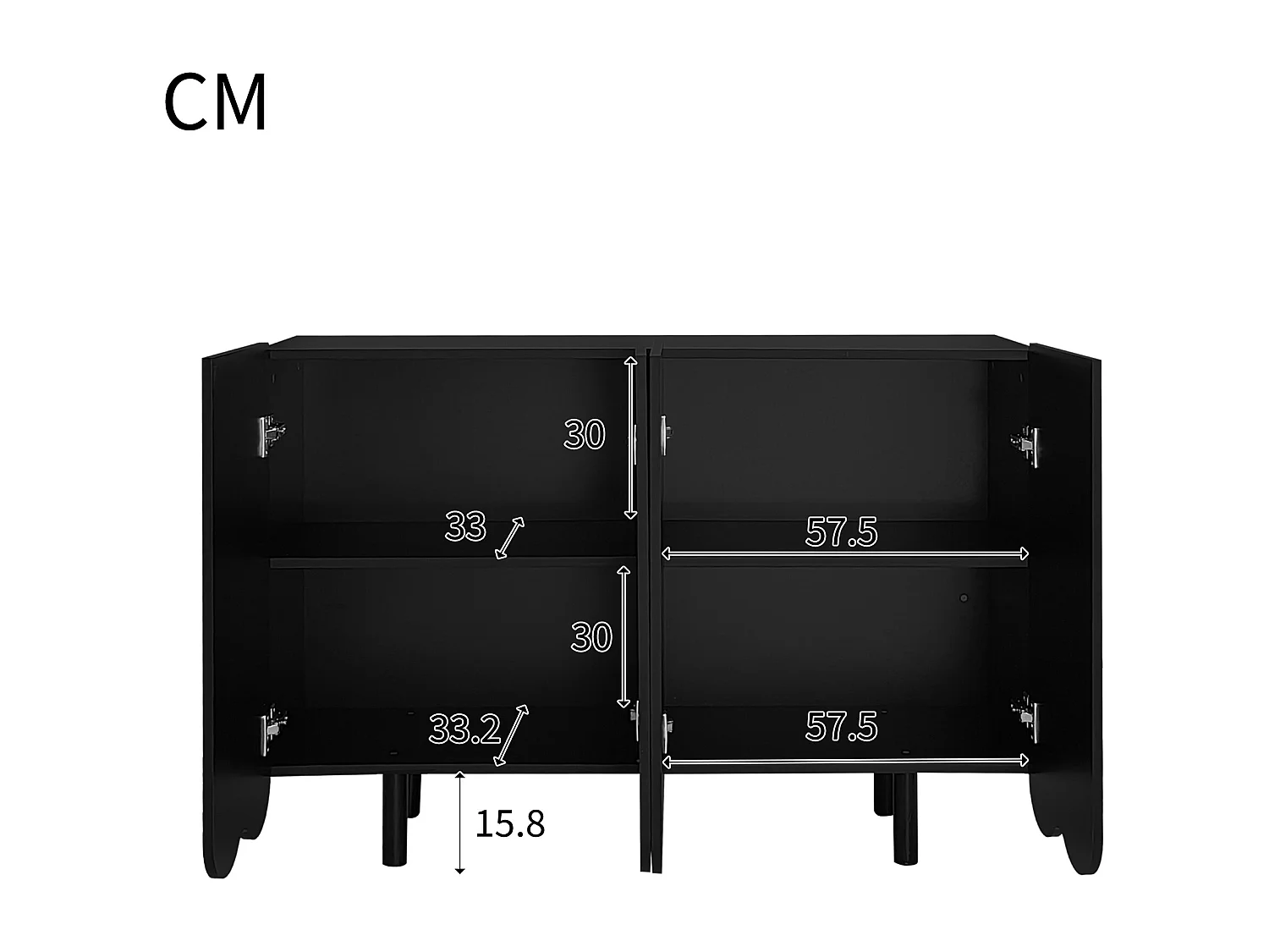 Buffet avec portes sculptées en forme de goutte, MDF, noir (120x37.5x80.8 cm)