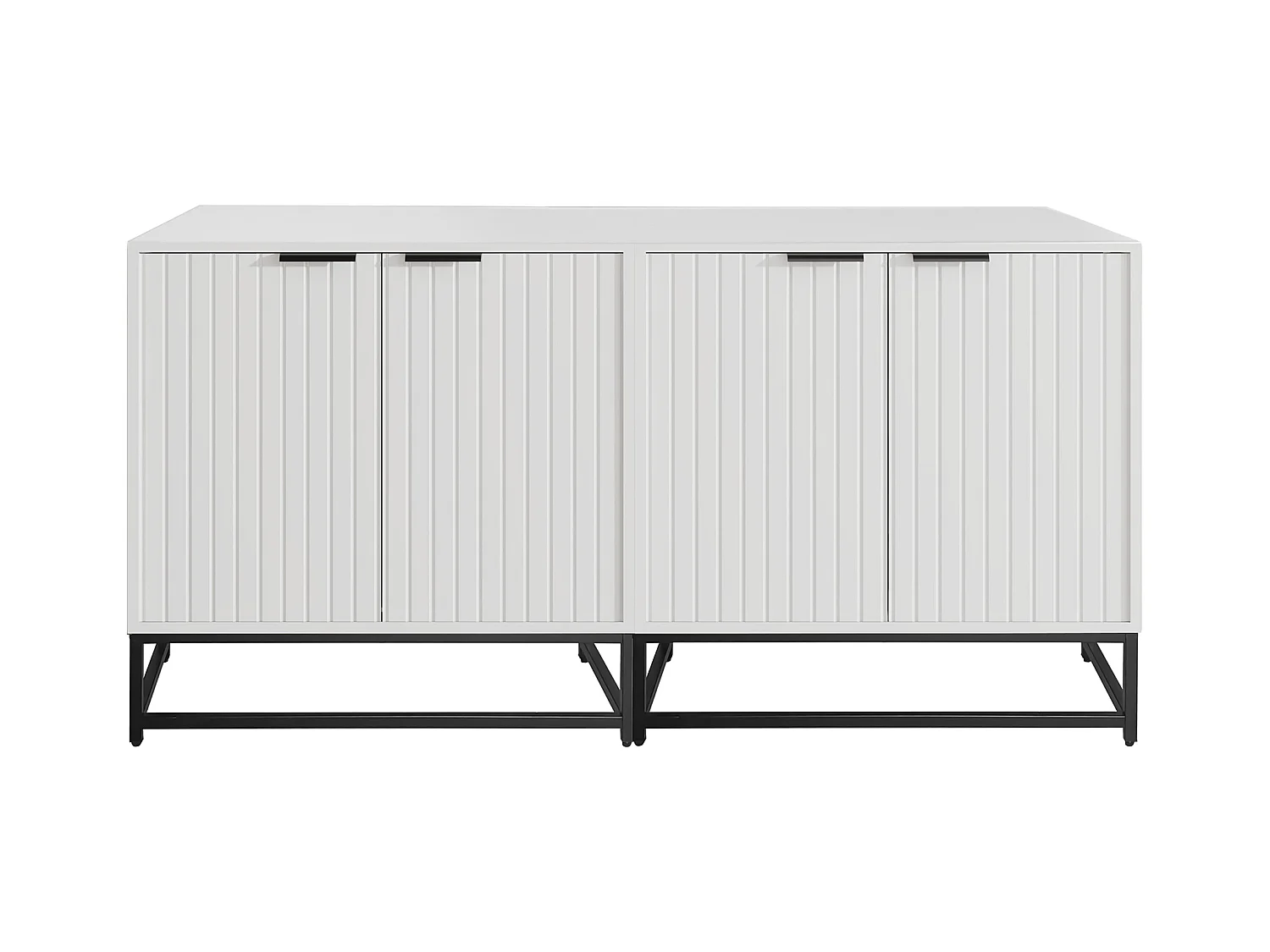 Buffet moderne avec 2 portes, cadre en métal, panneaux en bois, blanc (160x40x80 cm)