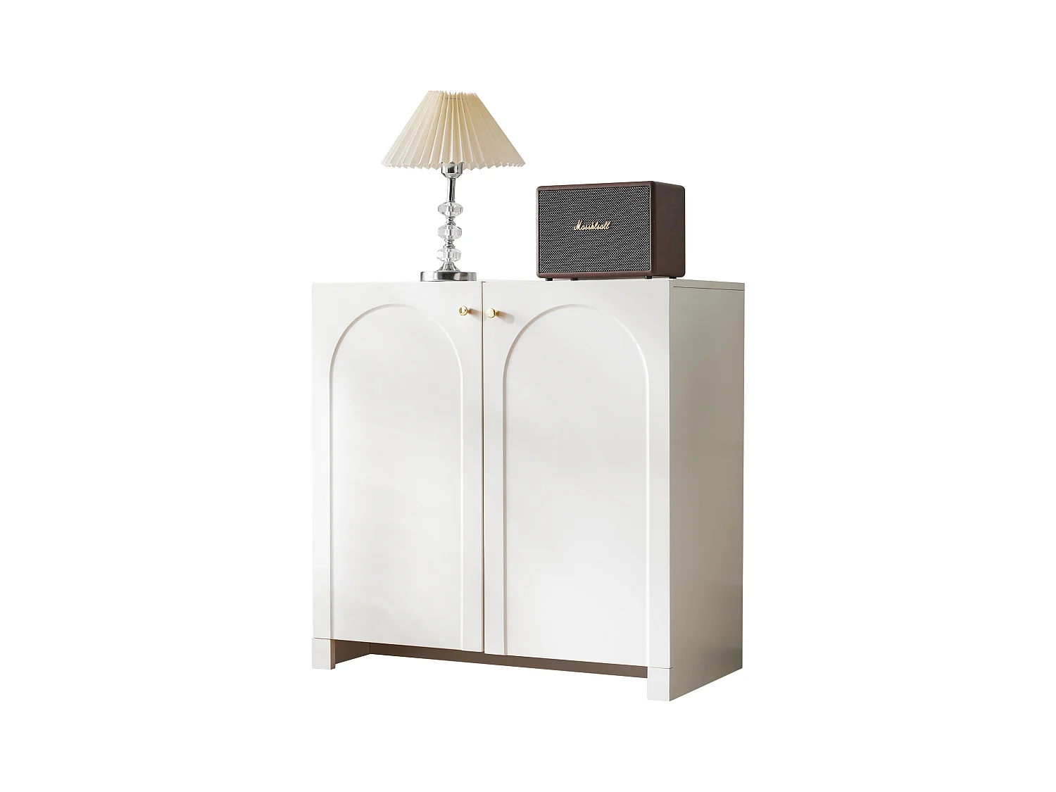 Buffet avec 2 portes et 6 tiroirs, meuble de rangement, design moderne, blanc (80x40x80 cm)