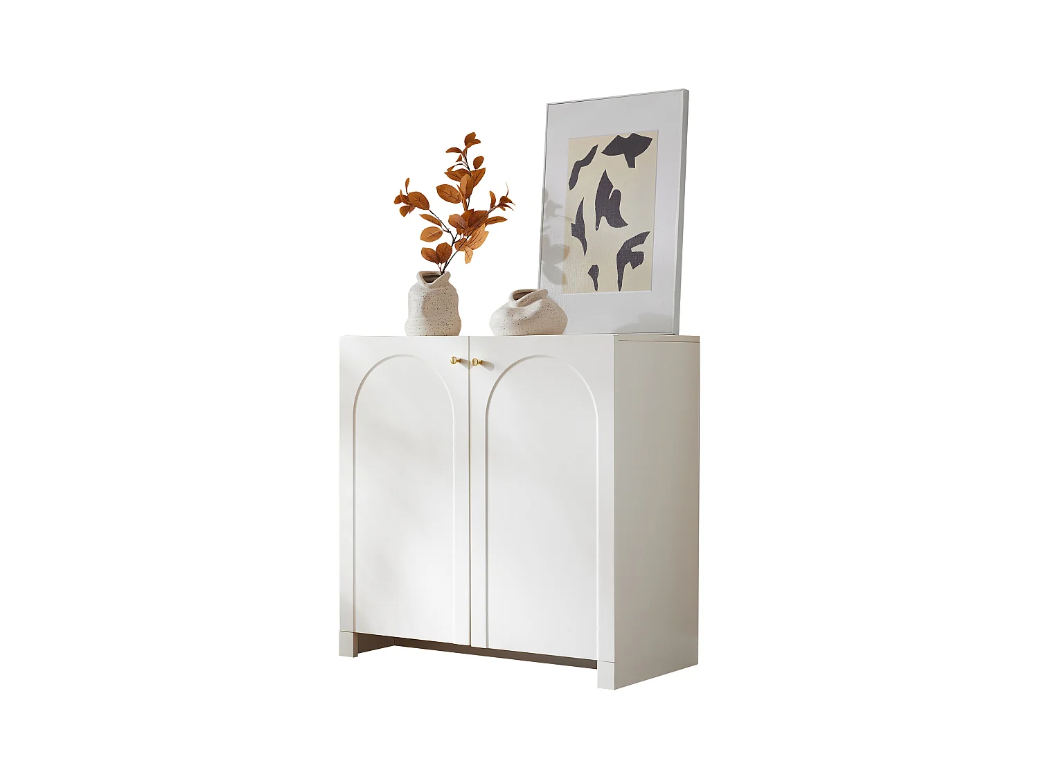 Buffet avec 2 portes et 6 tiroirs, meuble de rangement, design moderne, blanc (80x40x80 cm)
