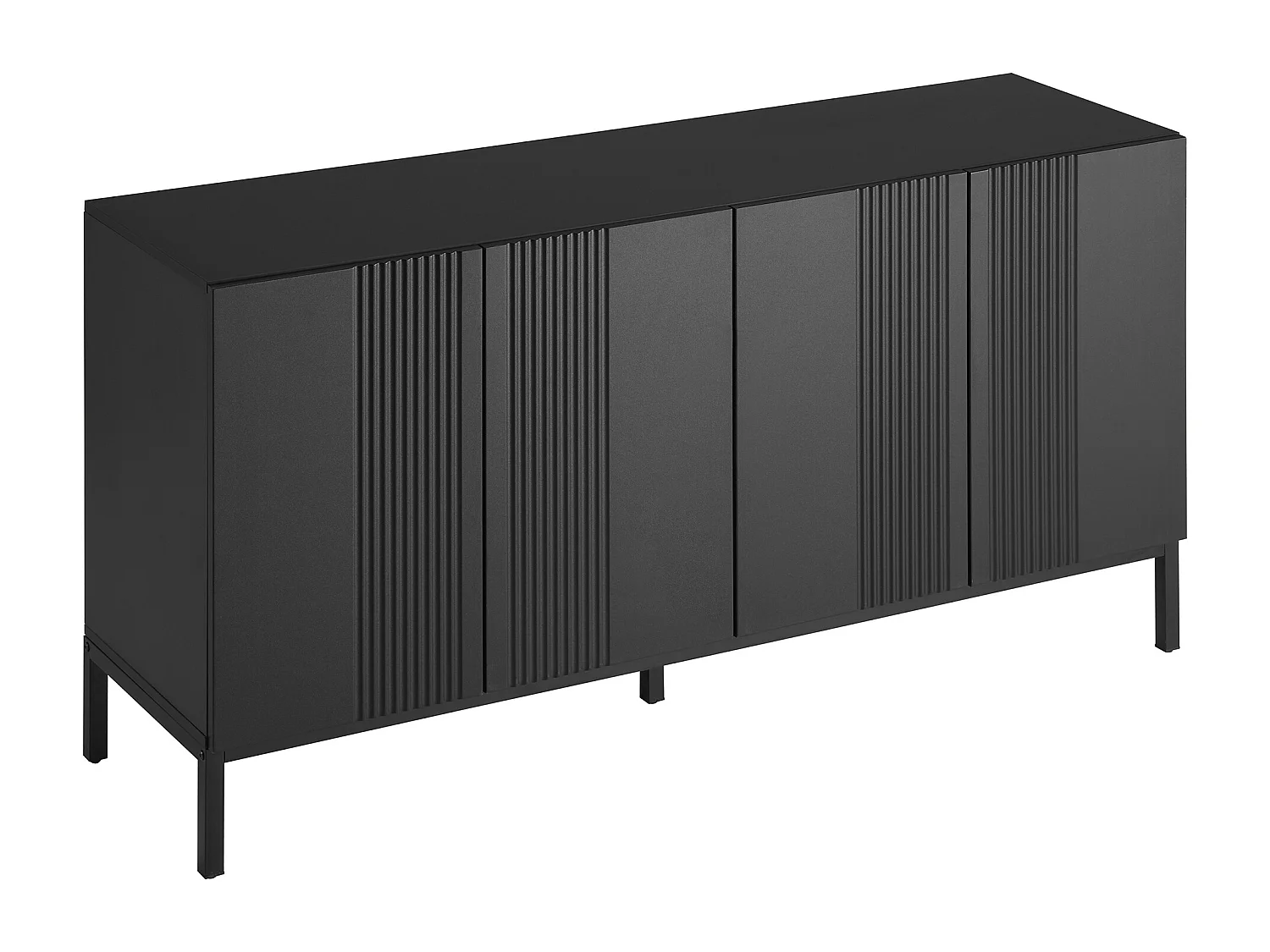Modern dressoir met enkele lijn, 4 deuren zonder greep, voor eetkamer, woonkamer en keuken (145x41,5x80 cm)