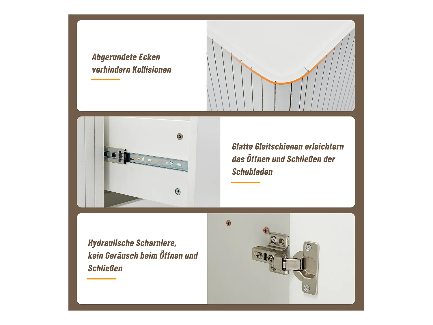 Buffet LED avec 2 portes et 3 tiroirs, MDF, Blanc, (150x35x80 cm)