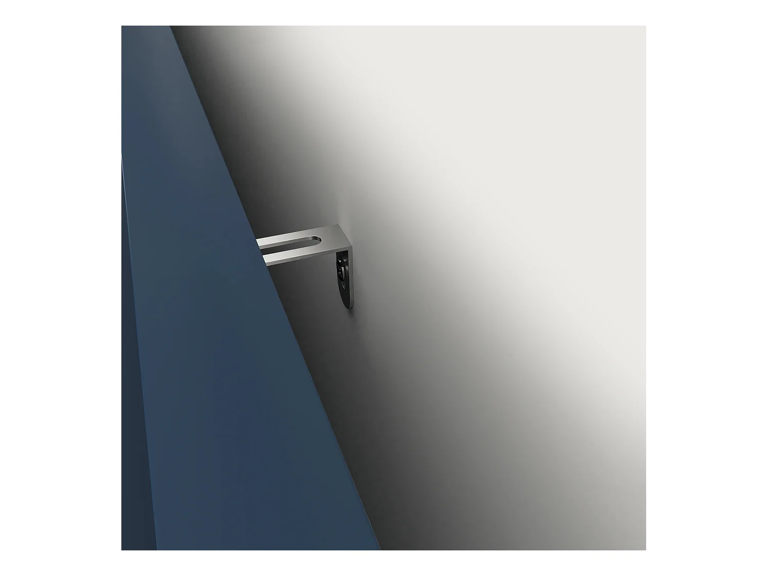 Vorratsschrank pour la cuisine avec 2 tiroirs, 2 étagères ouvertes et 2 portes en verre, meuble buffet en MDF bleu (150x40x80 cm)