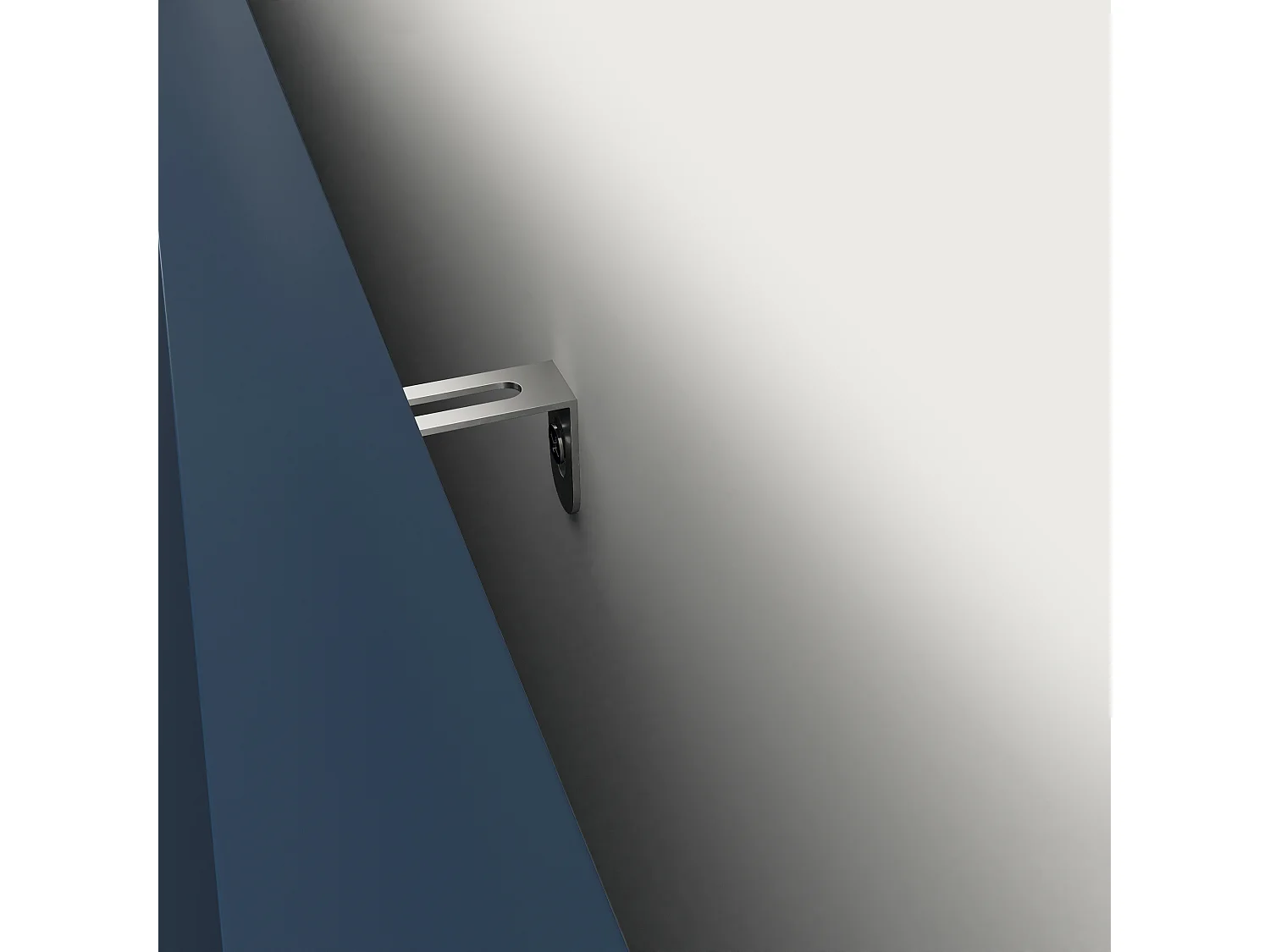 Vorratsschrank pour la cuisine avec 2 tiroirs, 2 étagères ouvertes et 2 portes en verre, meuble buffet en MDF bleu (150x40x80 cm)