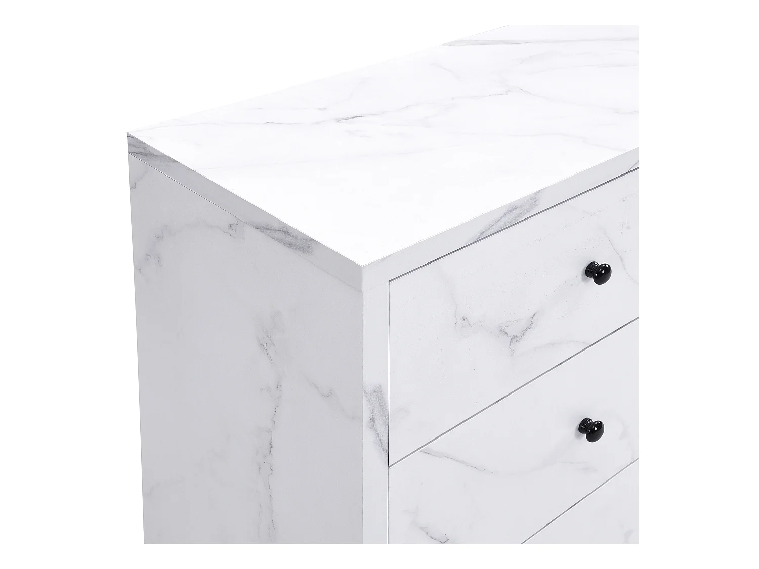 Buffet élégant avec 6 tiroirs, design en bois, finition effet marbre, panneau de particules, blanc (120x40x80 cm)