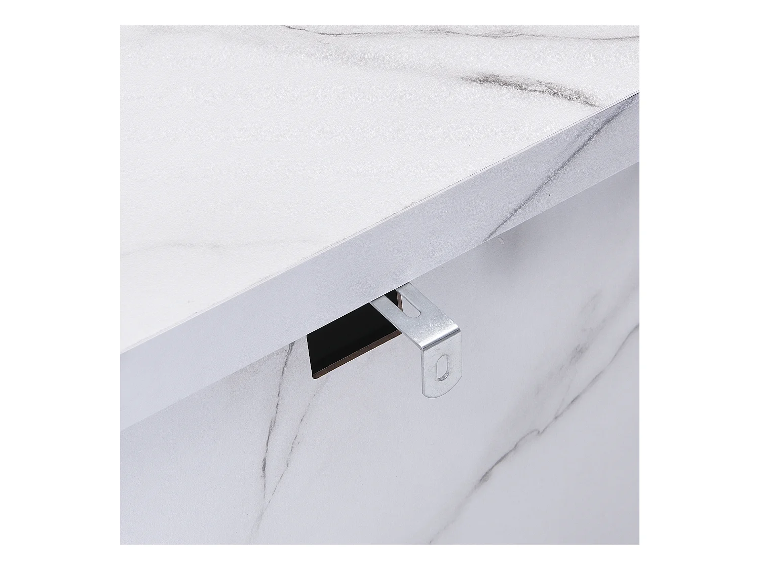 Elegant dressoir met 6 lades, houten design, marmerlook afwerking, spaanplaat, wit (120x40x80 cm)