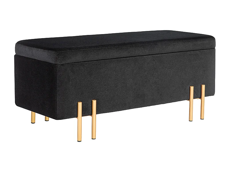 Banco con almacenaje, tela y madera, acolchado, negro, multifuncional (100x40x42cm)