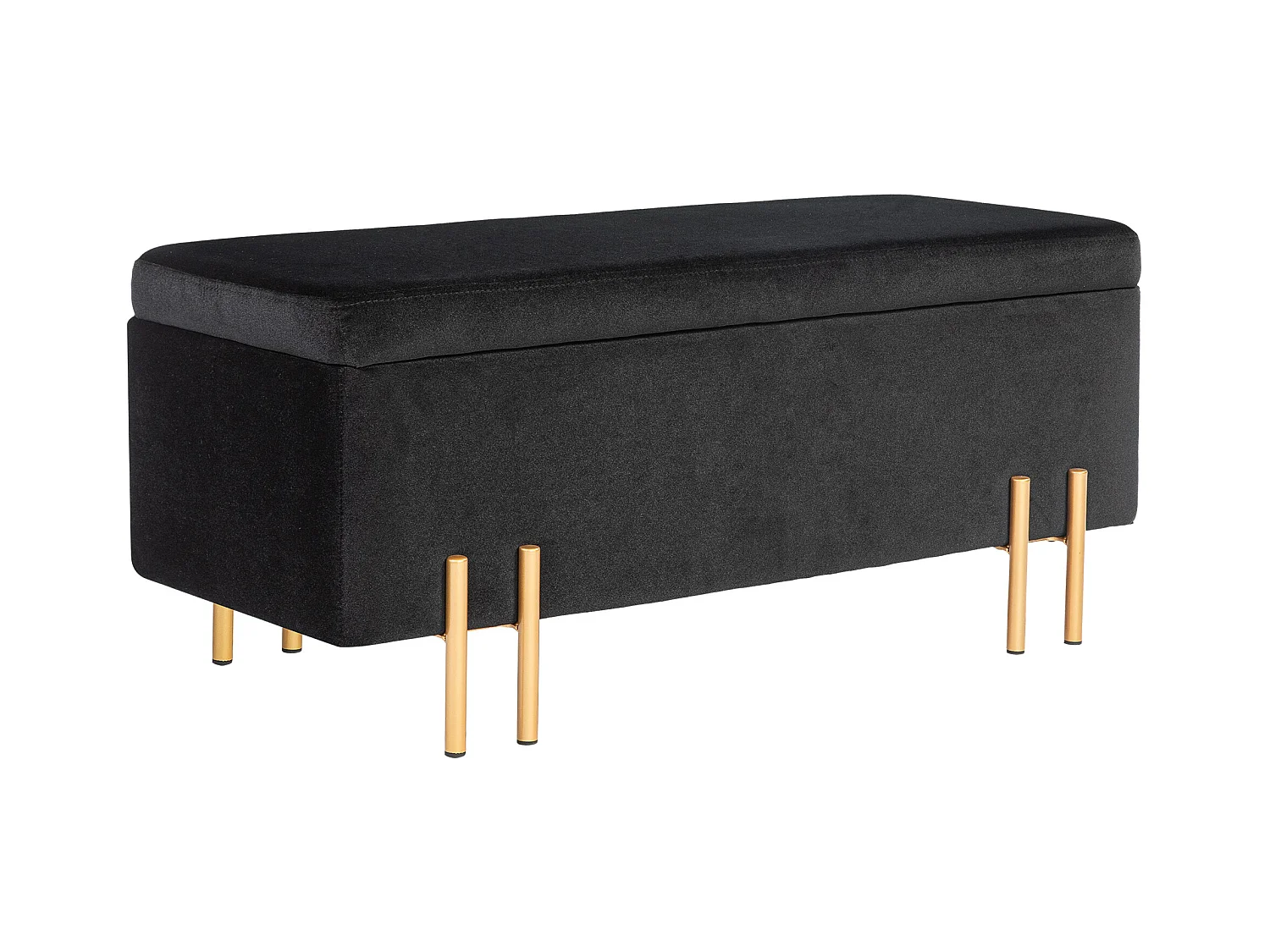 Banc coffre de rangement, tissu et bois, rembourré, noir, multifonctionnel (100x40x42cm)