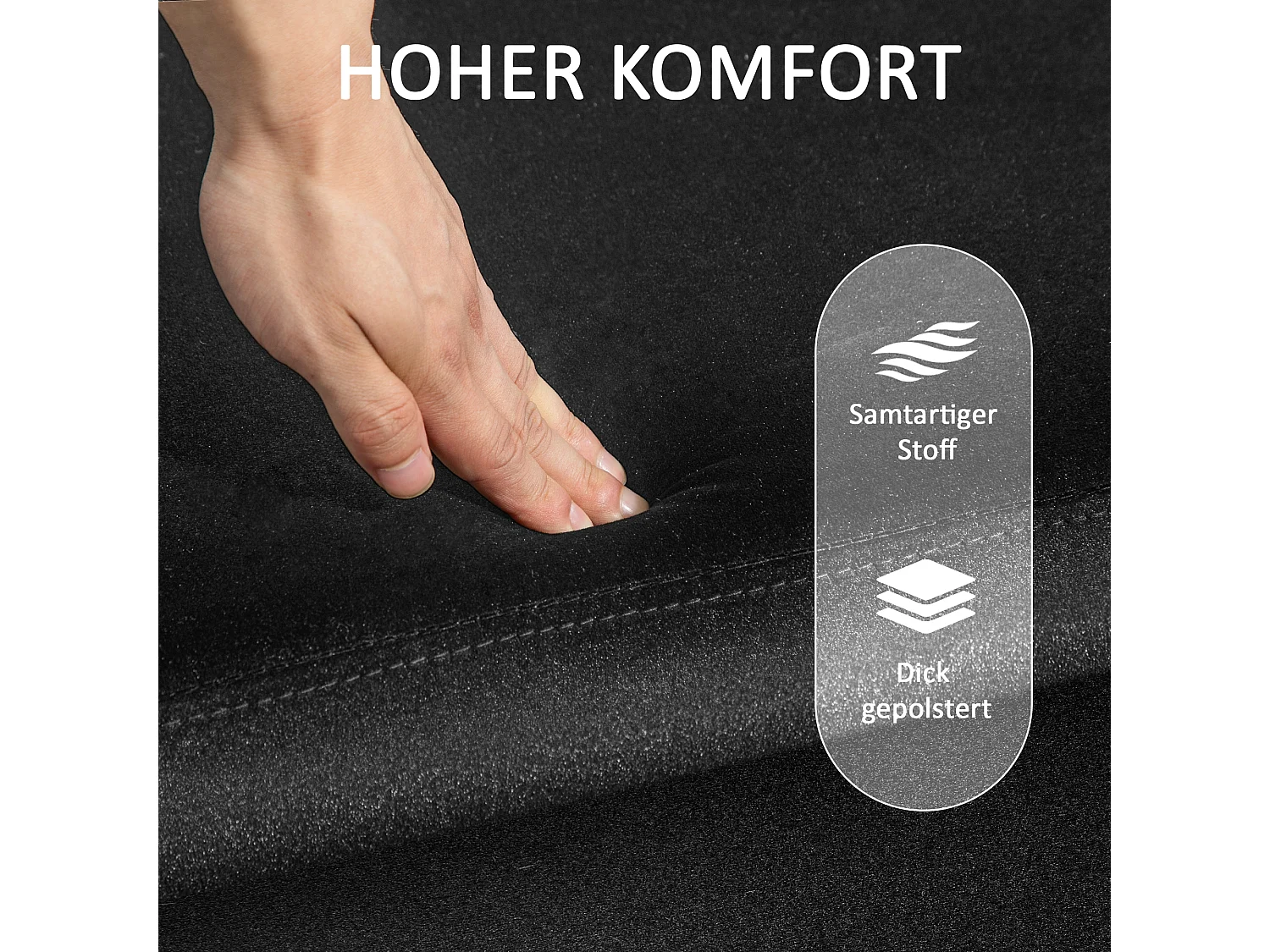 Banc coffre de rangement, tissu et bois, rembourré, noir, multifonctionnel (100x40x42cm)