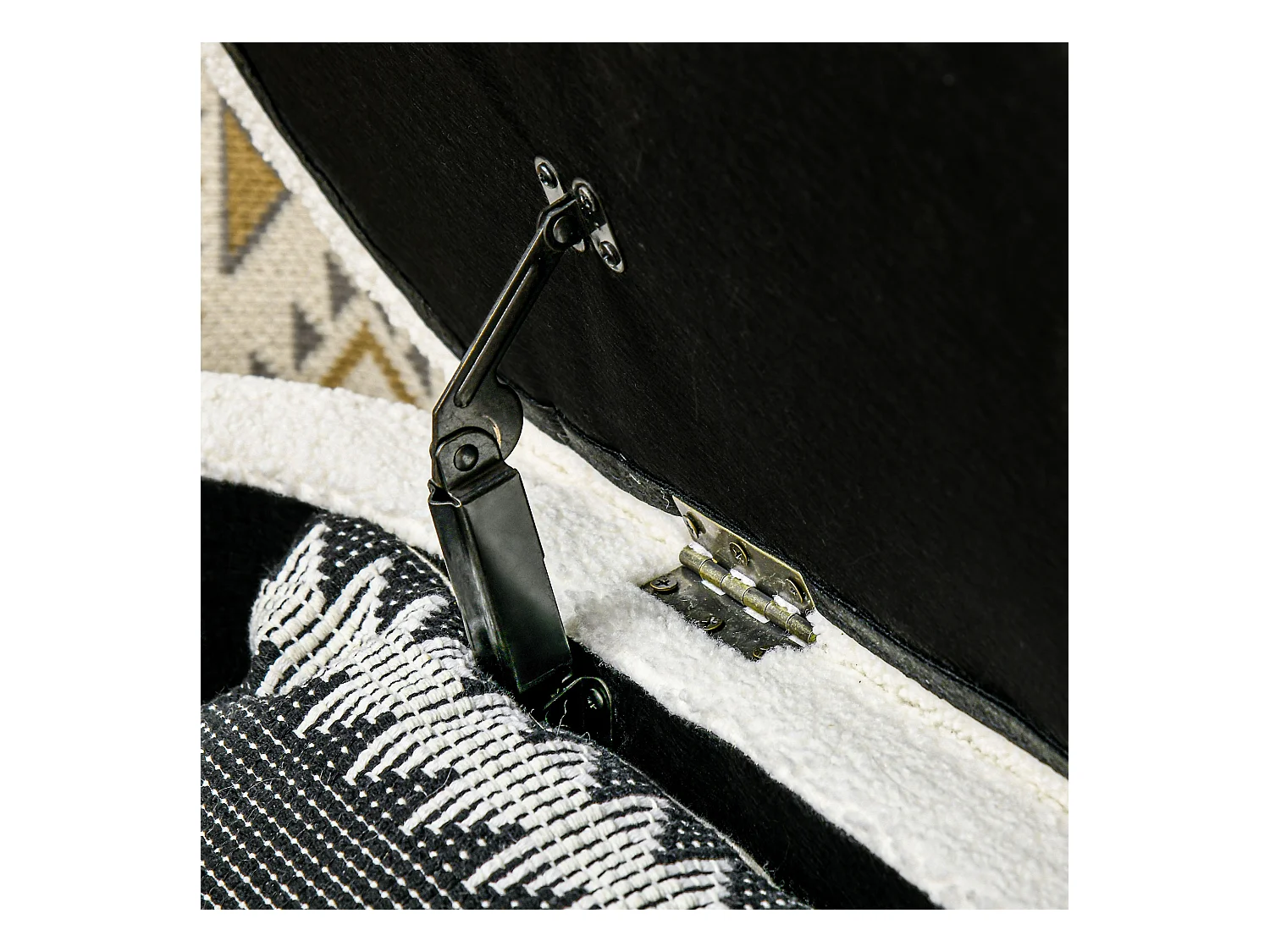 Banc lit rembourré avec rangement, pieds en bois, tissu teddy doux, capacité 120 kg, crème (116x41x40.5cm)