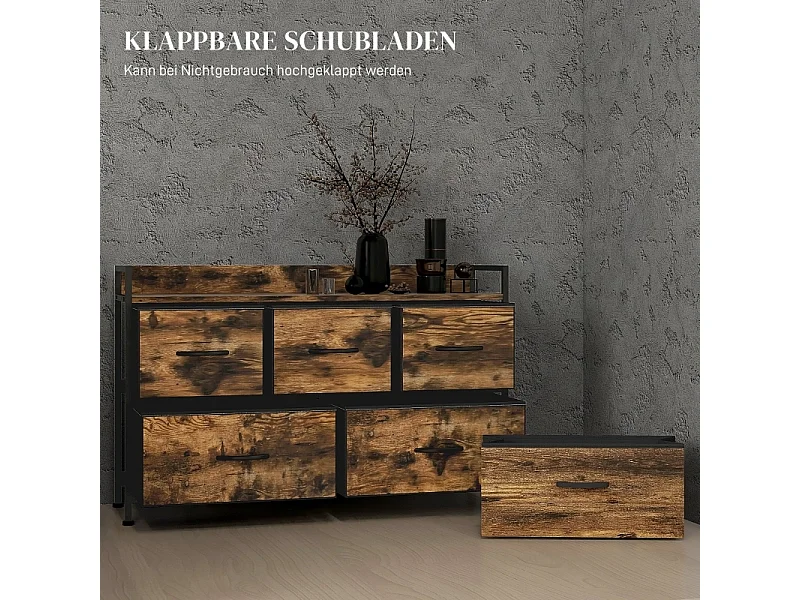 Buffet marron - Buffet avec 5 tiroirs et rangement ouvert - pour chambre et salon