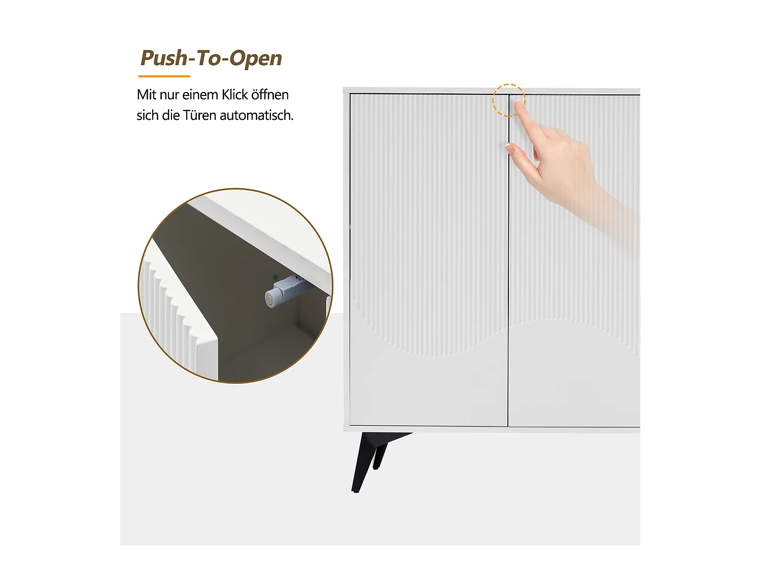 Aparador LED con 4 puertas, 2 cajones, MDF, Blanco (160x35x100 cm)