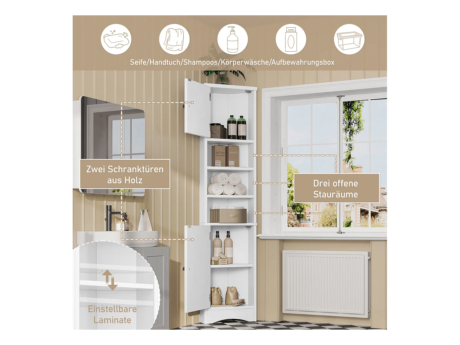 2-delige stapelbare ronde salontafel met metalen frame, houten bijzettafel, voor woonkamer en slaapkamer, zwart (78,5x78,5x46,5 cm)