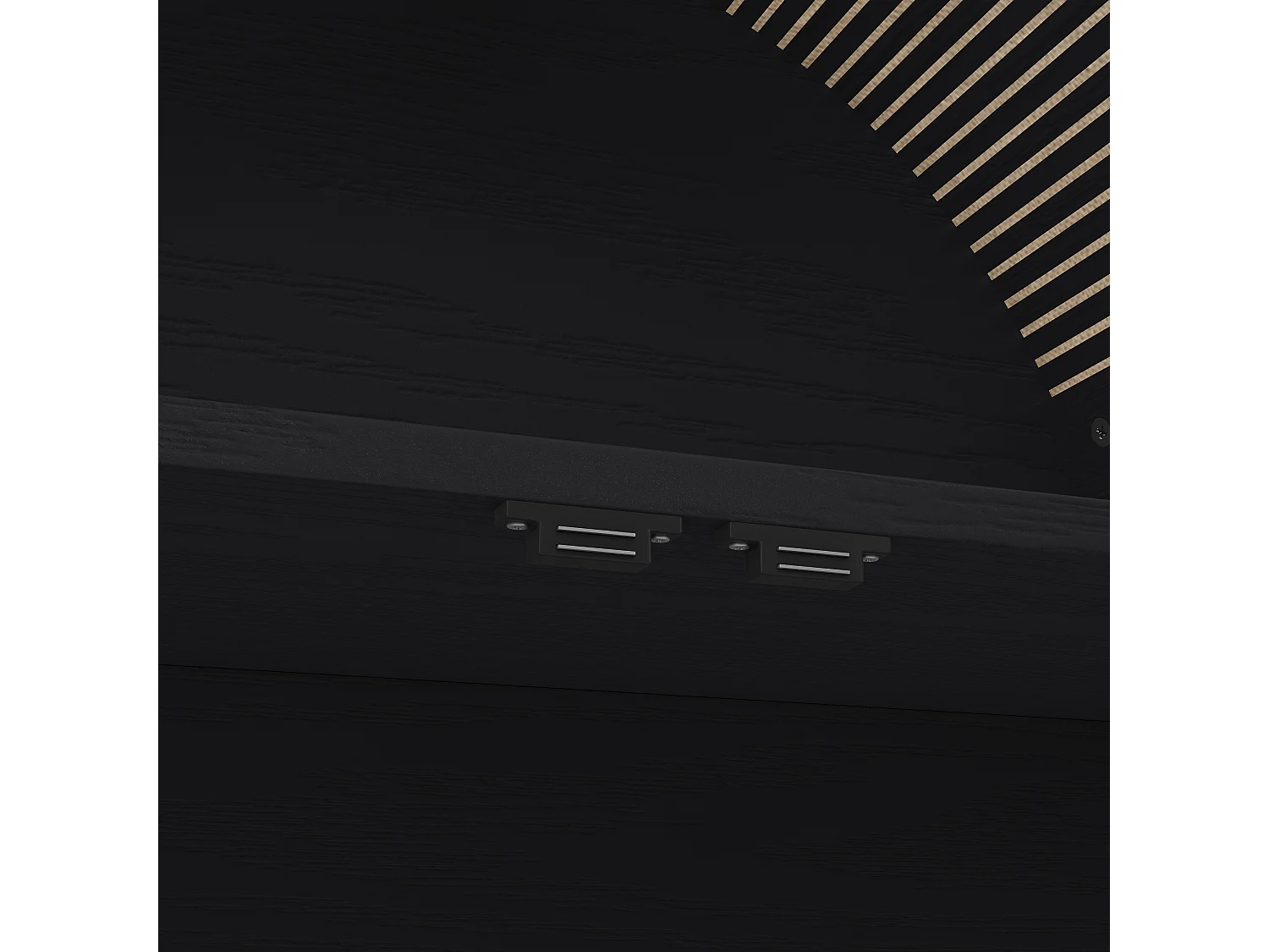 Armoire de rangement haute avec portes incurvées et tiroirs, étagères ouvertes, MDF, noir (70x35x180 cm)