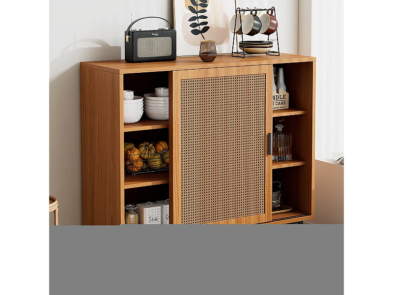 Buffet avec 2 portes, design moderne, bois, couleur noyer, avec étagères réglables (100x40x90 cm)