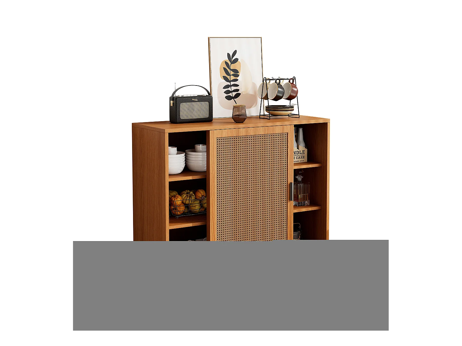 Buffet avec 2 portes, design moderne, bois, couleur noyer, avec étagères réglables (100x40x90 cm)