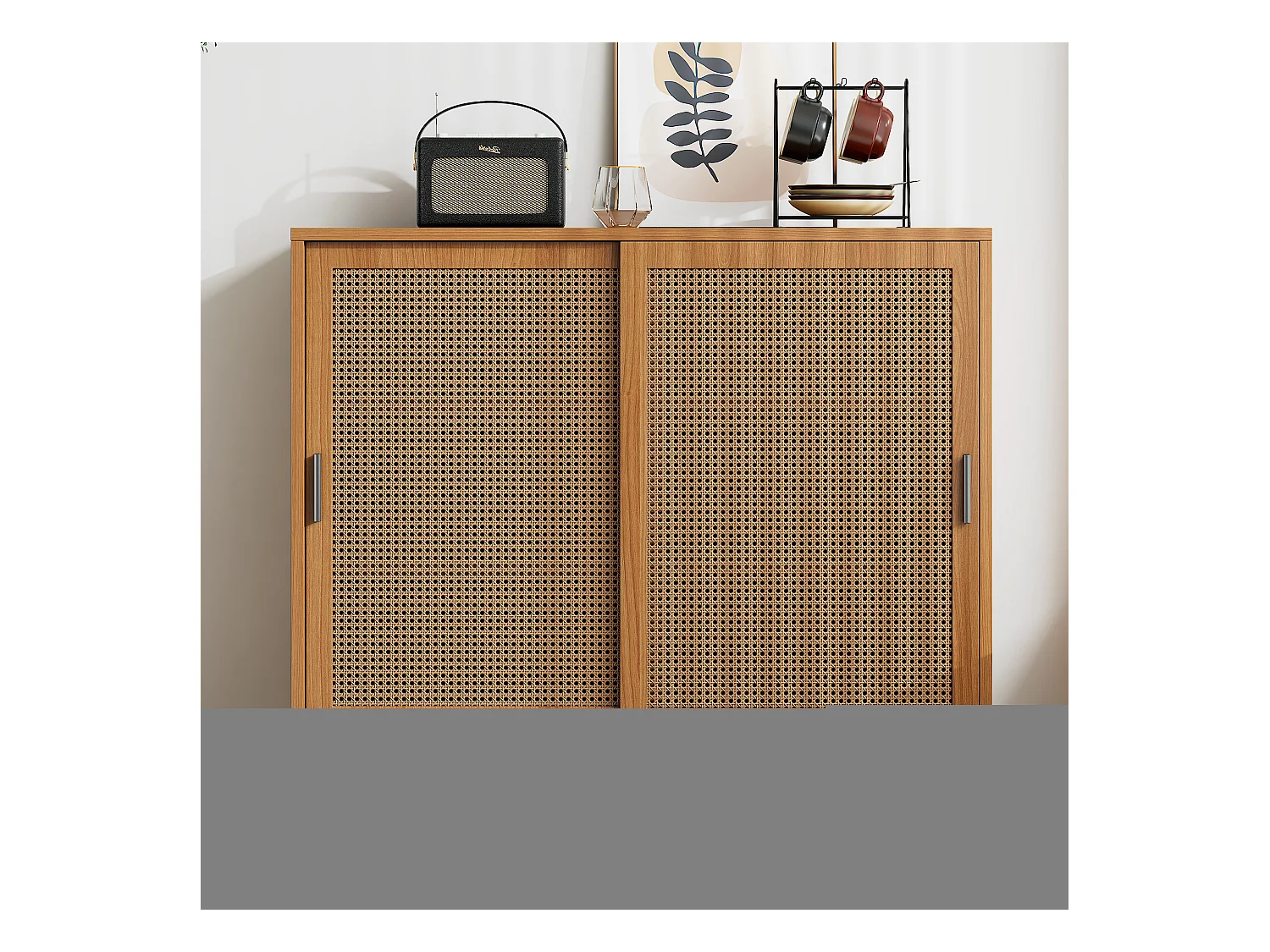 Buffet avec 2 portes, design moderne, bois, couleur noyer, avec étagères réglables (100x40x90 cm)