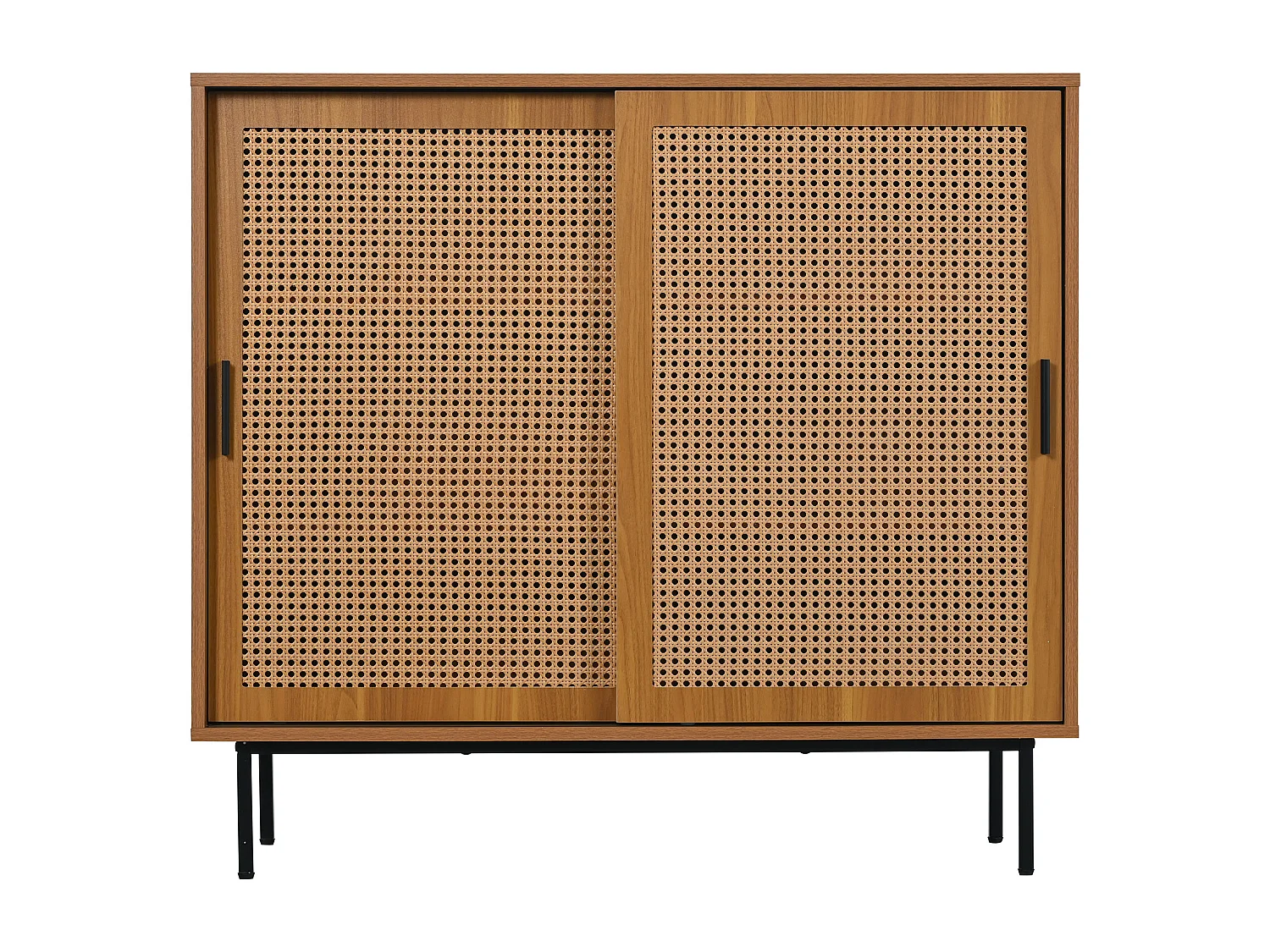 Buffet avec 2 portes, design moderne, bois, couleur noyer, avec étagères réglables (100x40x90 cm)