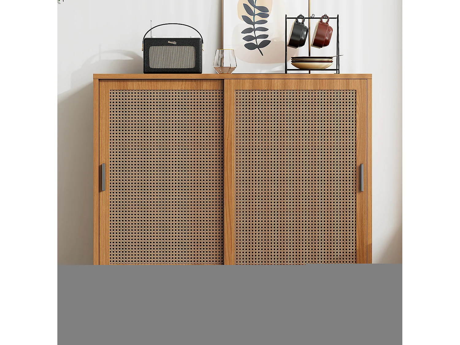 Buffet avec 2 portes, design moderne, bois, couleur noyer, avec étagères réglables (100x40x90 cm)