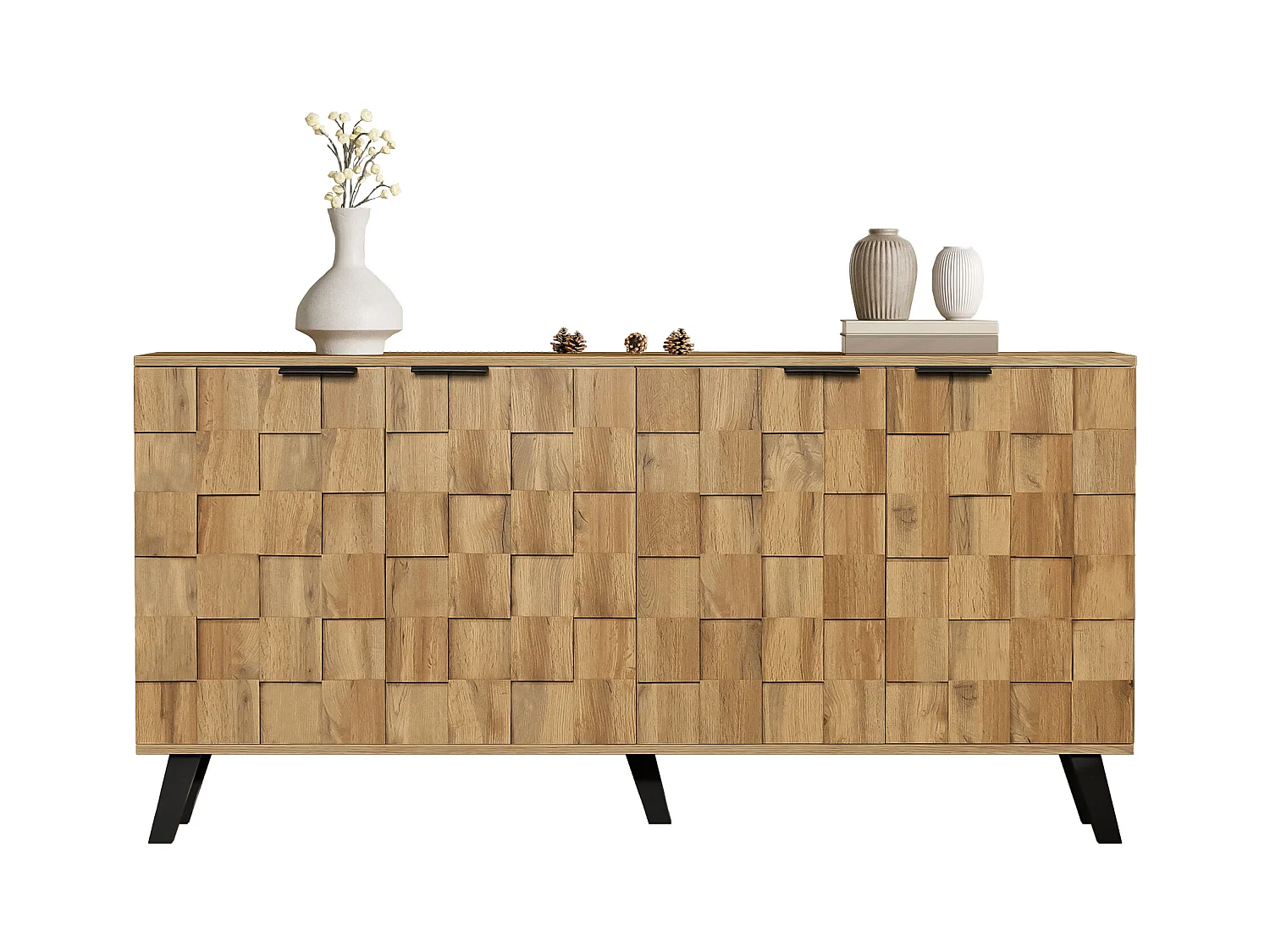 Credenza a 4 ante, design moderno, MDF, legno, (160,5x35,5x78 cm)