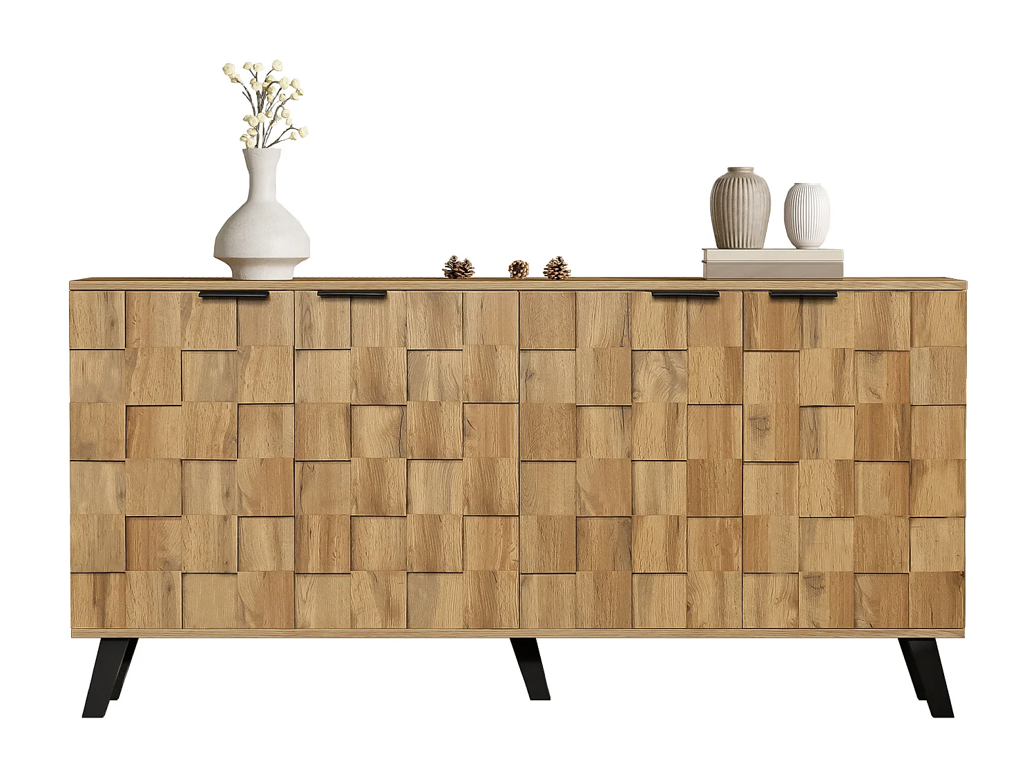 Buffet à 4 Portes, Design Moderne, MDF, Bois, (160.5x35.5x78 cm)