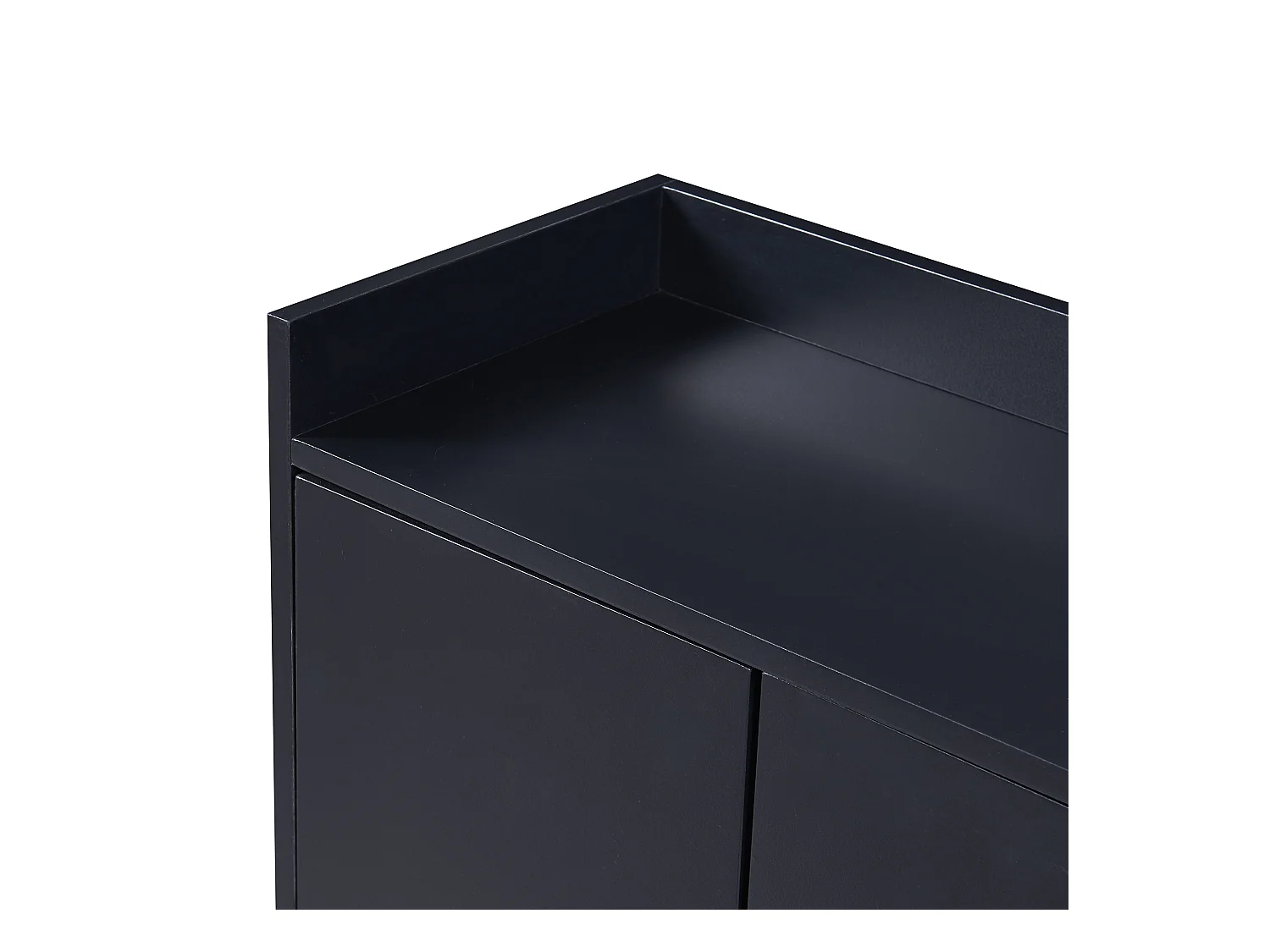 Buffet moderne minimaliste à 4 portes, sans poignées, pour salle à manger, salon, cuisine, MDF, noir (120x30x80 cm)