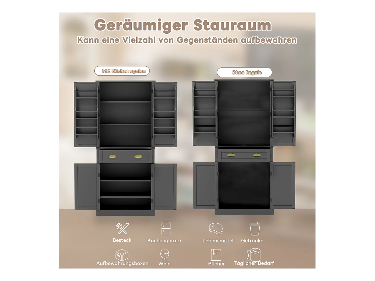 Armoire de rangement 182 cm, avec 4 portes et 1 tiroir, étagère réglable, MDF, noir (80x40x182 cm)