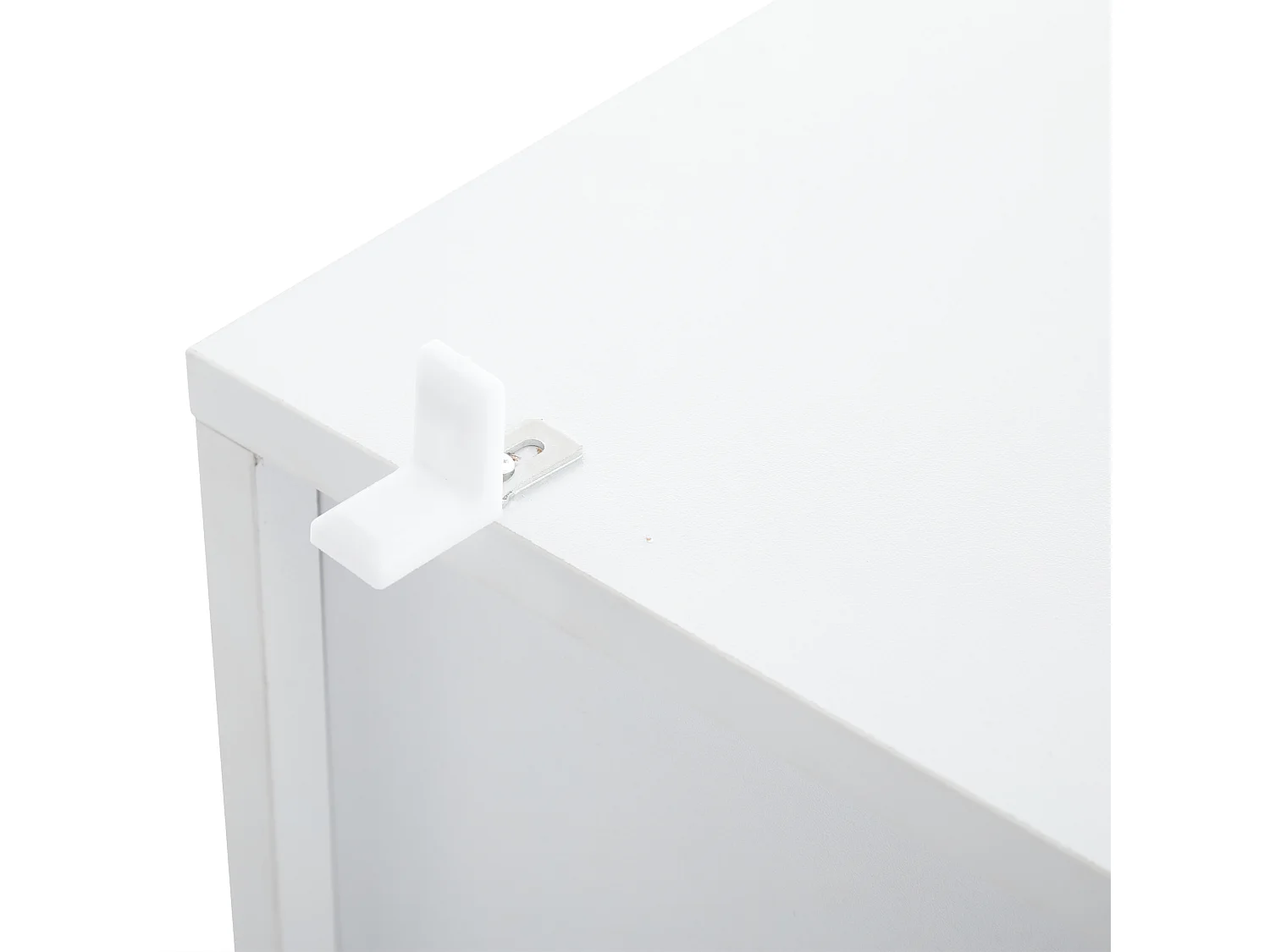 Aparador alto de diseño moderno, MDF, color blanco con acabados brillo, 3 puertas y estantes regulables (130x35x76 cm)