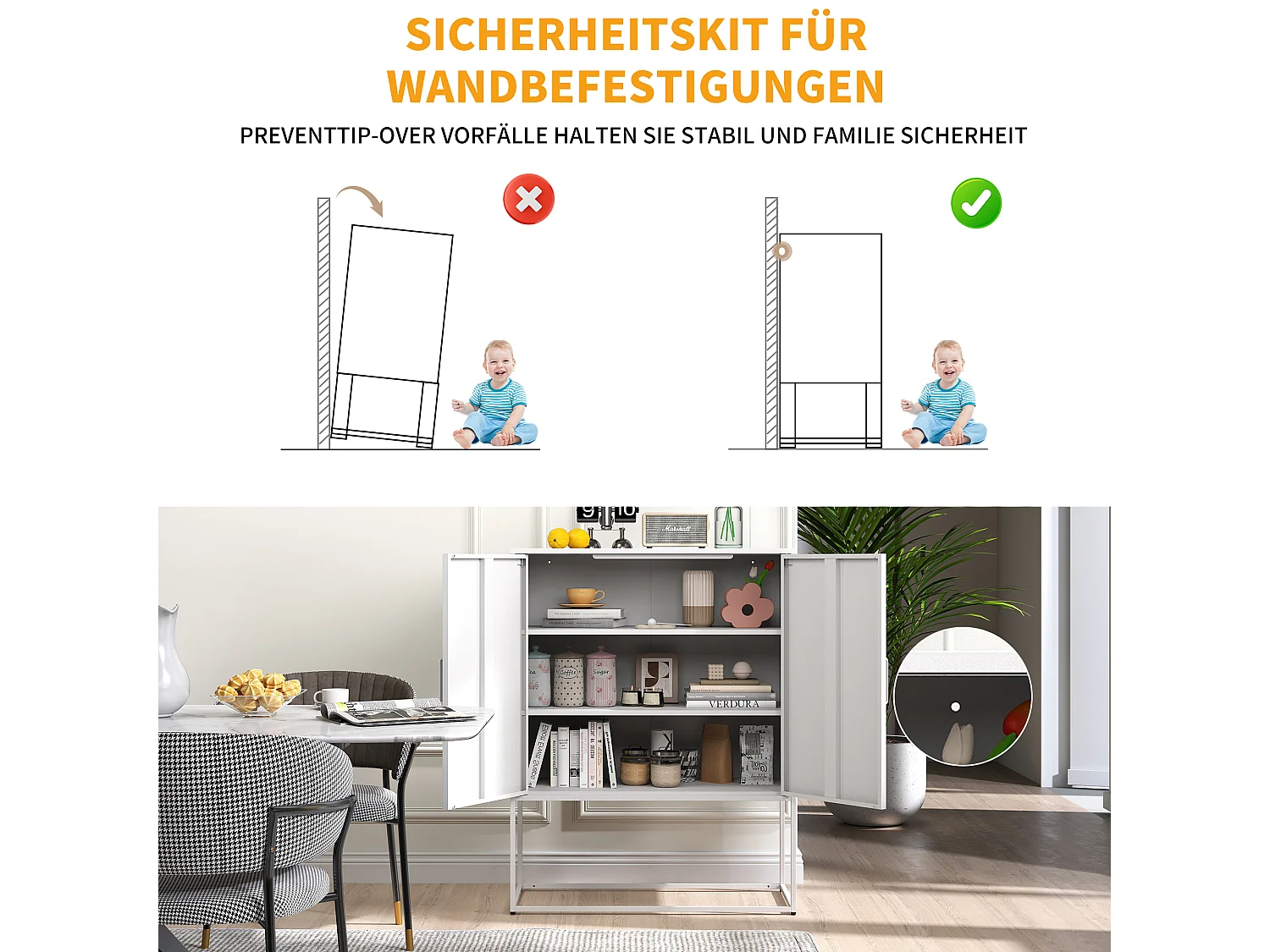 Armoire métallique avec portes magnétiques en verre, étagère ajustable, design moderne, pour cuisine, salon et bureau, noir (80x35x160 cm)