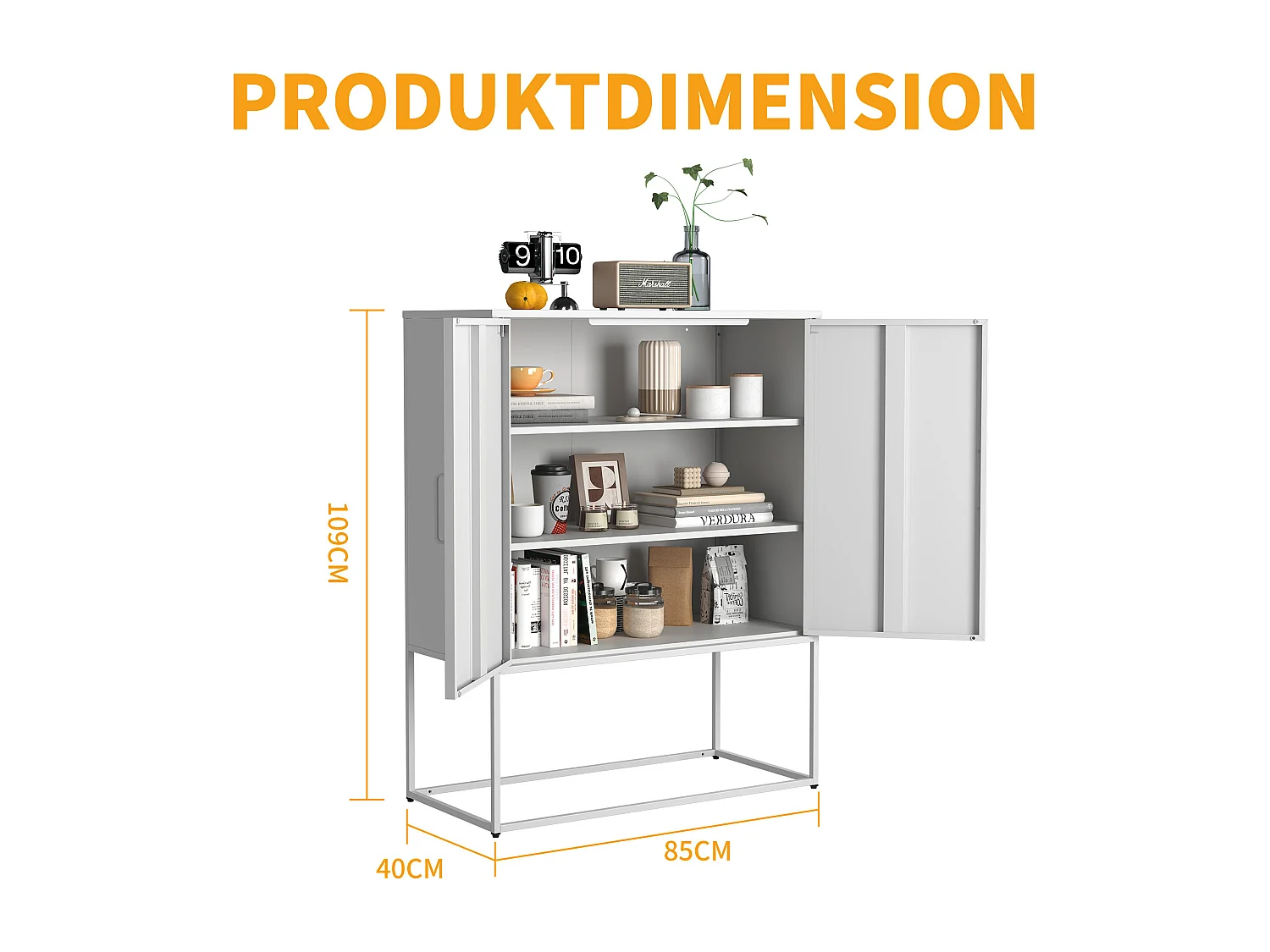 Armoire métallique avec portes magnétiques en verre, étagère ajustable, design moderne, pour cuisine, salon et bureau, noir (80x35x160 cm)