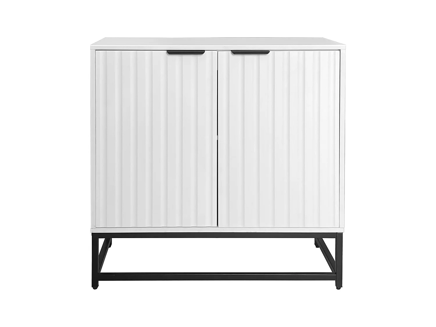 Buffet moderne avec 2 portes, métal et MDF, blanc (80x40x80 cm)