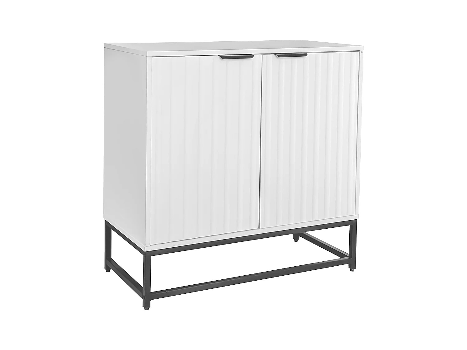 Buffet moderne avec 2 portes, métal et MDF, blanc (80x40x80 cm)