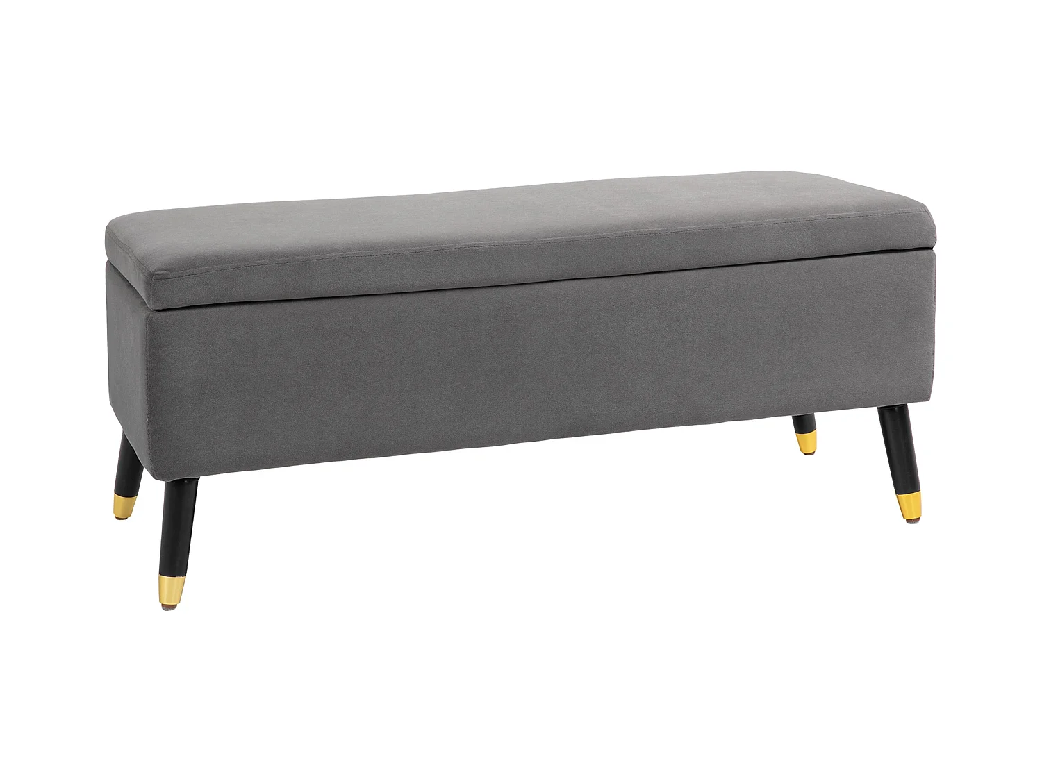 Banc coffre avec rangement, velours et métal, anthracite (110x43x45 cm)